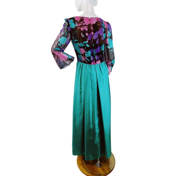 1960s gown Posh by Jay Anderson sheer silk floral chiffon and taffeta Size M - Picture 3 of 9